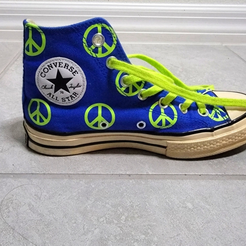 Green and blue converse